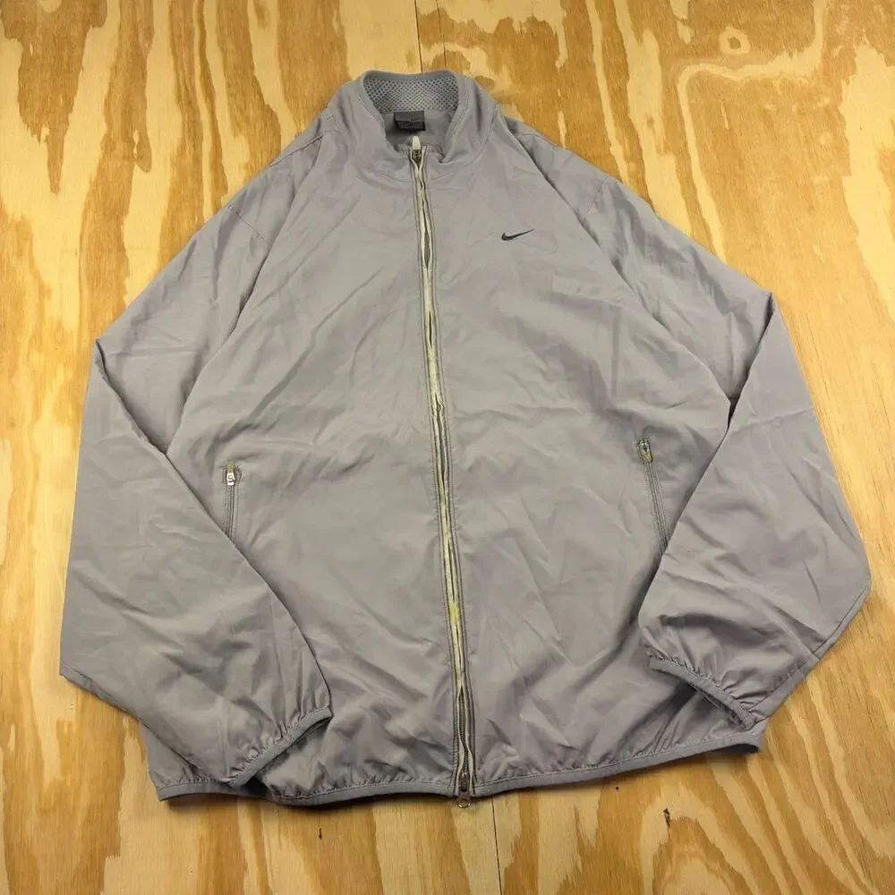 Vintage Y2K Nike Lightweight Track Jacket – Silver/Grey – Men’s L